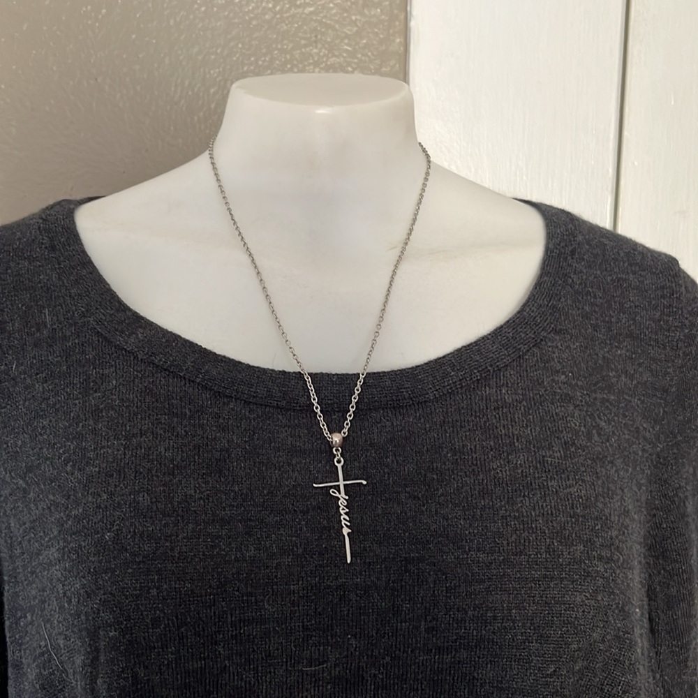 God Jesus Lord Cross Stainless Steel Necklace - Picture 7 of 10